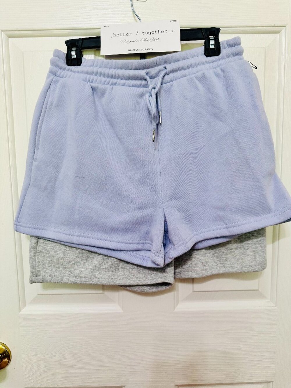2-PACK BETTER / TOGETHER  GRAY AND LIGHT PURPLE FLEECE CLASSIC SHORTS LARGE